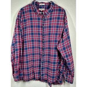 Foxfire Mens 3XB Flannel Shirt Button Up Long Sleeve Plaid Red Blue Cotton